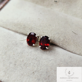 Natural Red Garnet Stud Earring, Dainty Garnet Earring, 925 Sterling Silver Jewelry, January Birthstone Stud Earrings, Wedding Gift, Gift